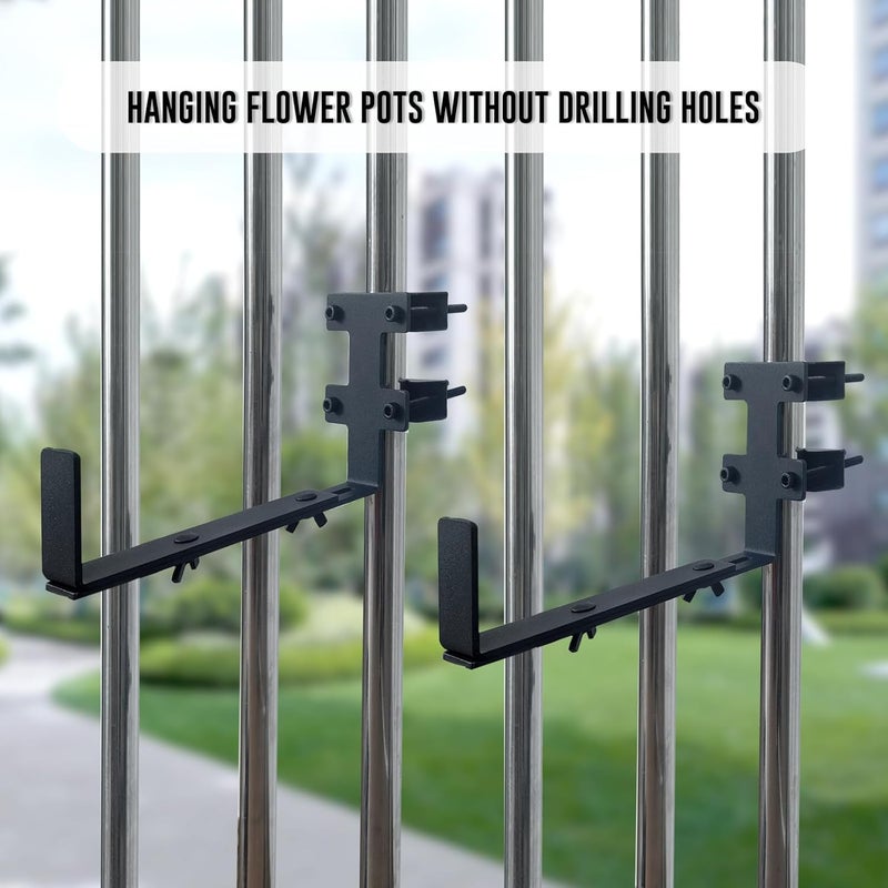 BSWAN Planter Box Bracket, Flower Box Holder Circular and Square Railings Brackets,Adjustable Deck Railing Planter Box Holder for Patio Garden Fence Pergola Balcony (2 Pieces) - Image 4